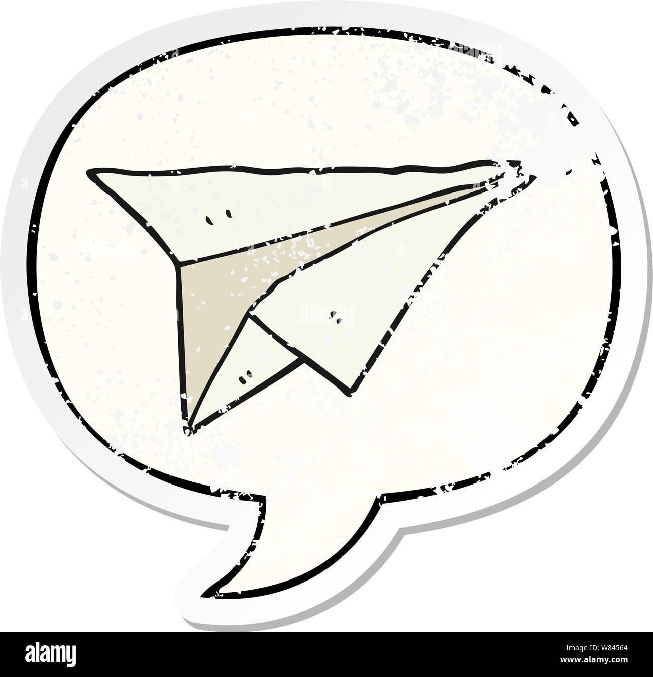 Cartoon Paper Airplane With Speech Bubble Distressed Distressed Old cartoon-paper-airplane-with-speech-bubble-distressed-distressed-old