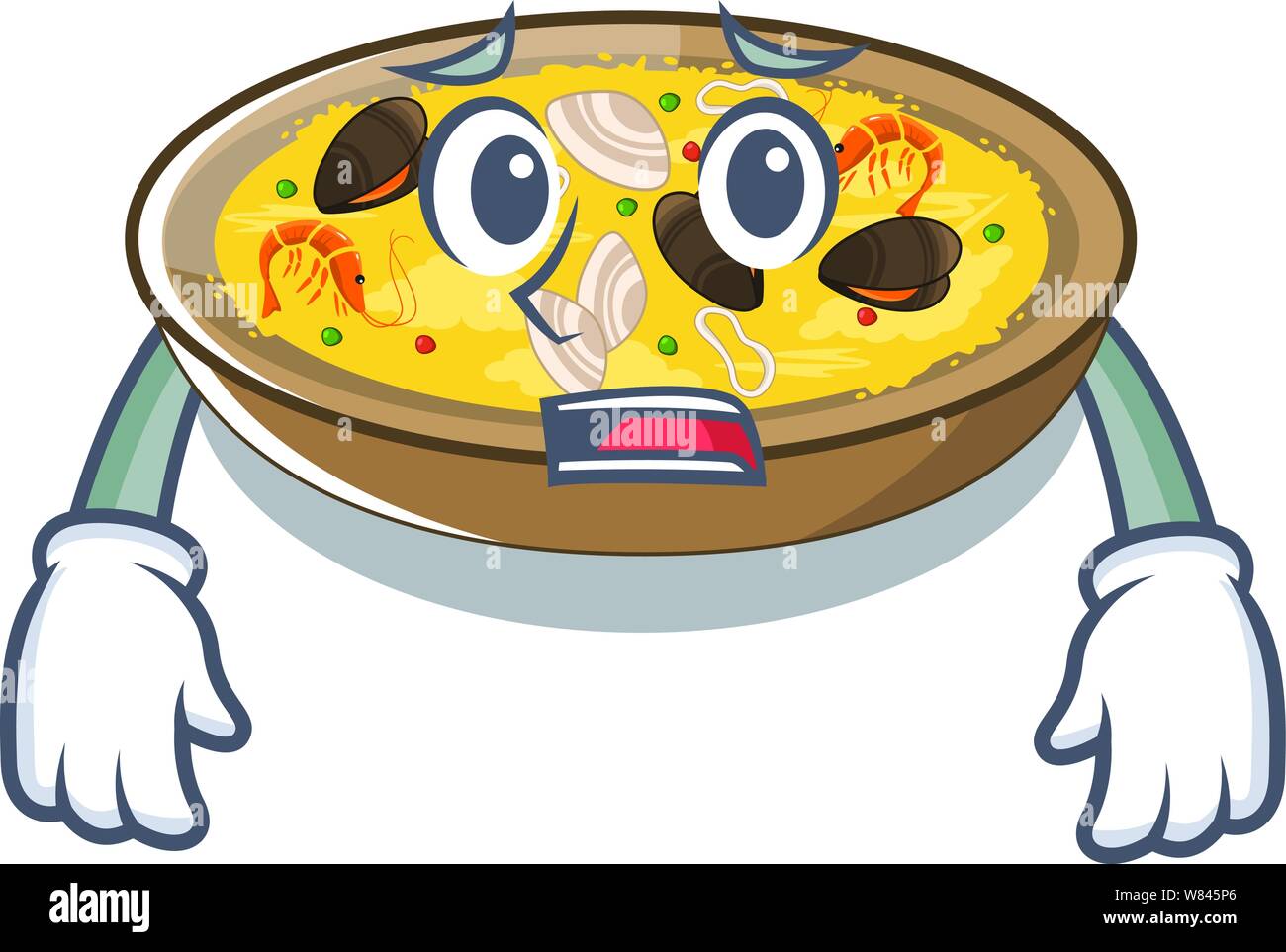 Afraid Spanish Paella Dishes In Cartoon Shape Stock Vector Art Illustration Vector Image 263165118 Alamy
