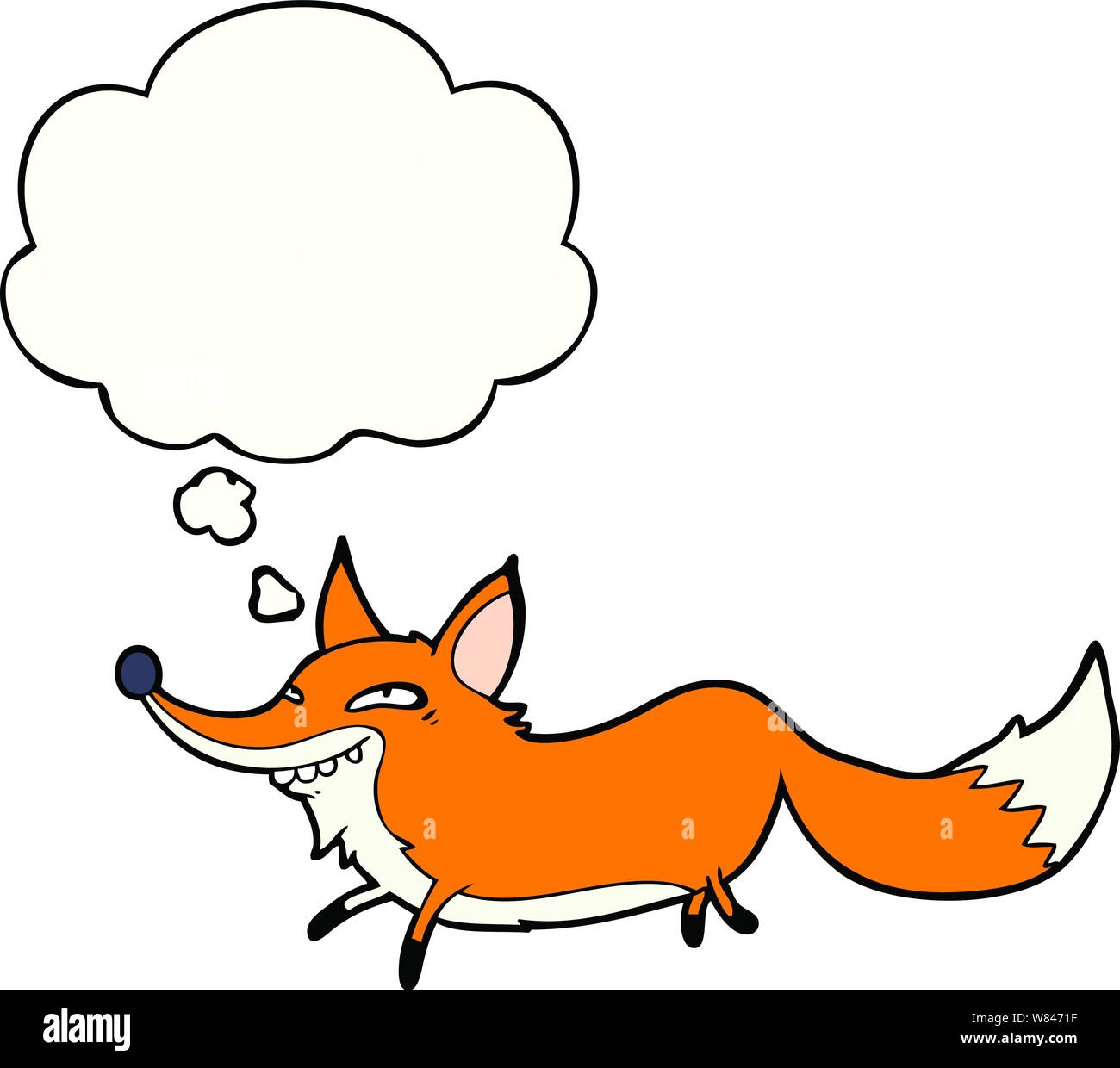 cartoon sly fox with thought bubble Stock Vector
