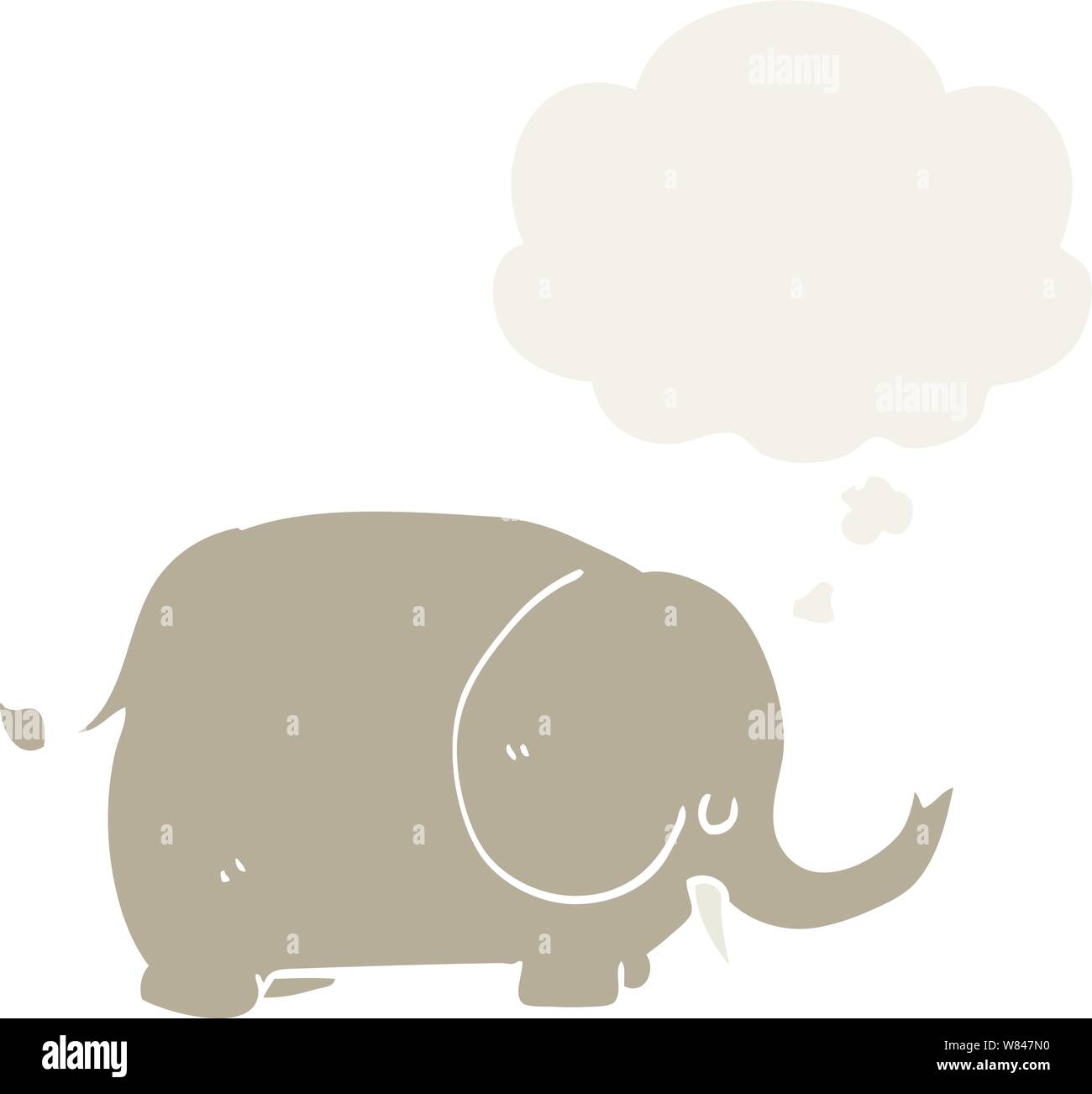 cartoon elephant with thought bubble in retro style Stock Vector
