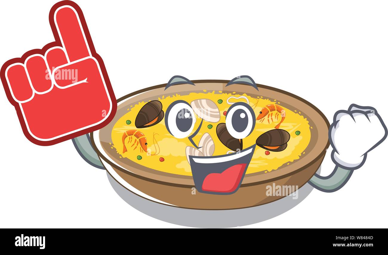 Foam finger spanish paella isolated in the character Stock Vector Image