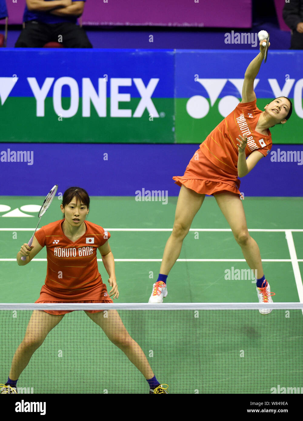 Koharu Yonemoto, right, and Shiho Tanaka of Japan compete against Chen