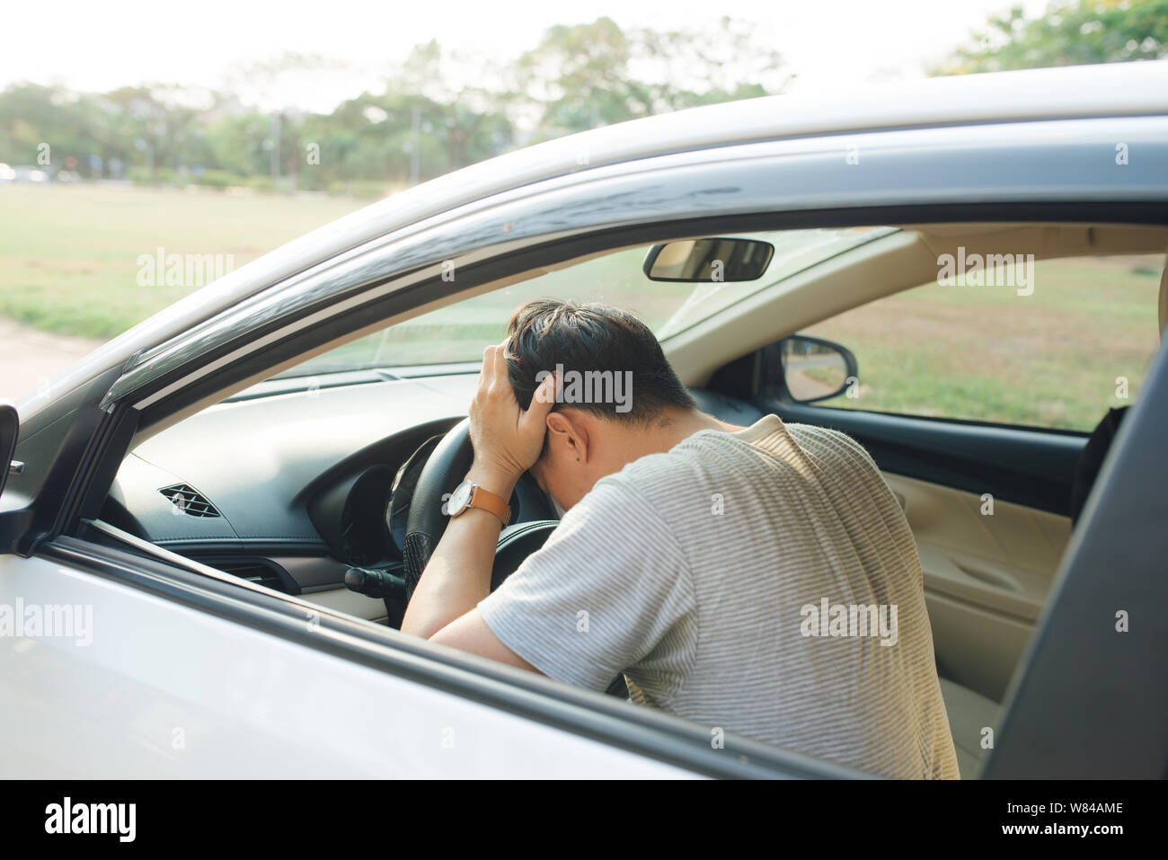 Illness, exhausted, disease, tired for overworked concept. Asian ...