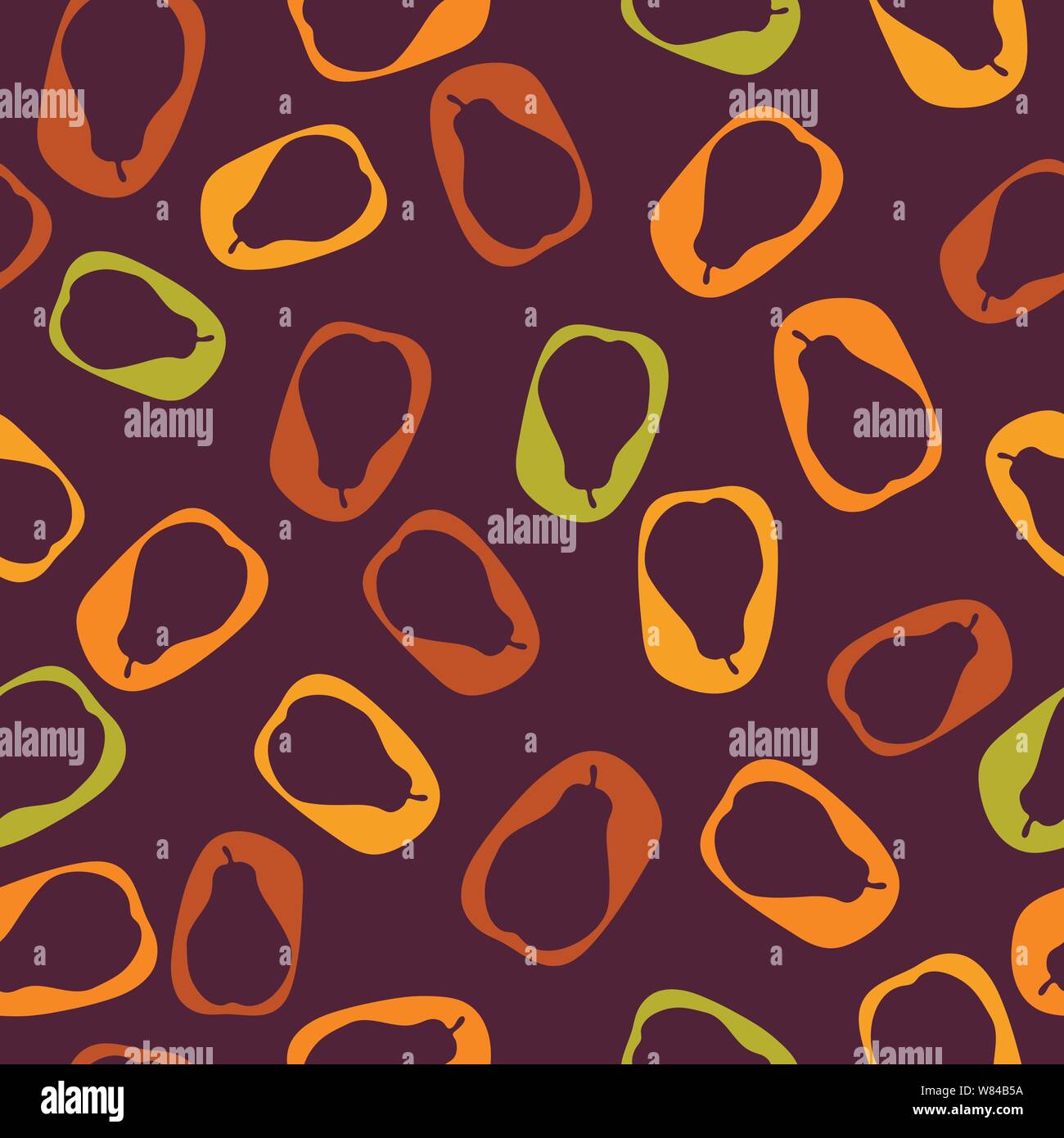 seamless vector pattern with scattered spots with cut out pear shapes Stock Vector