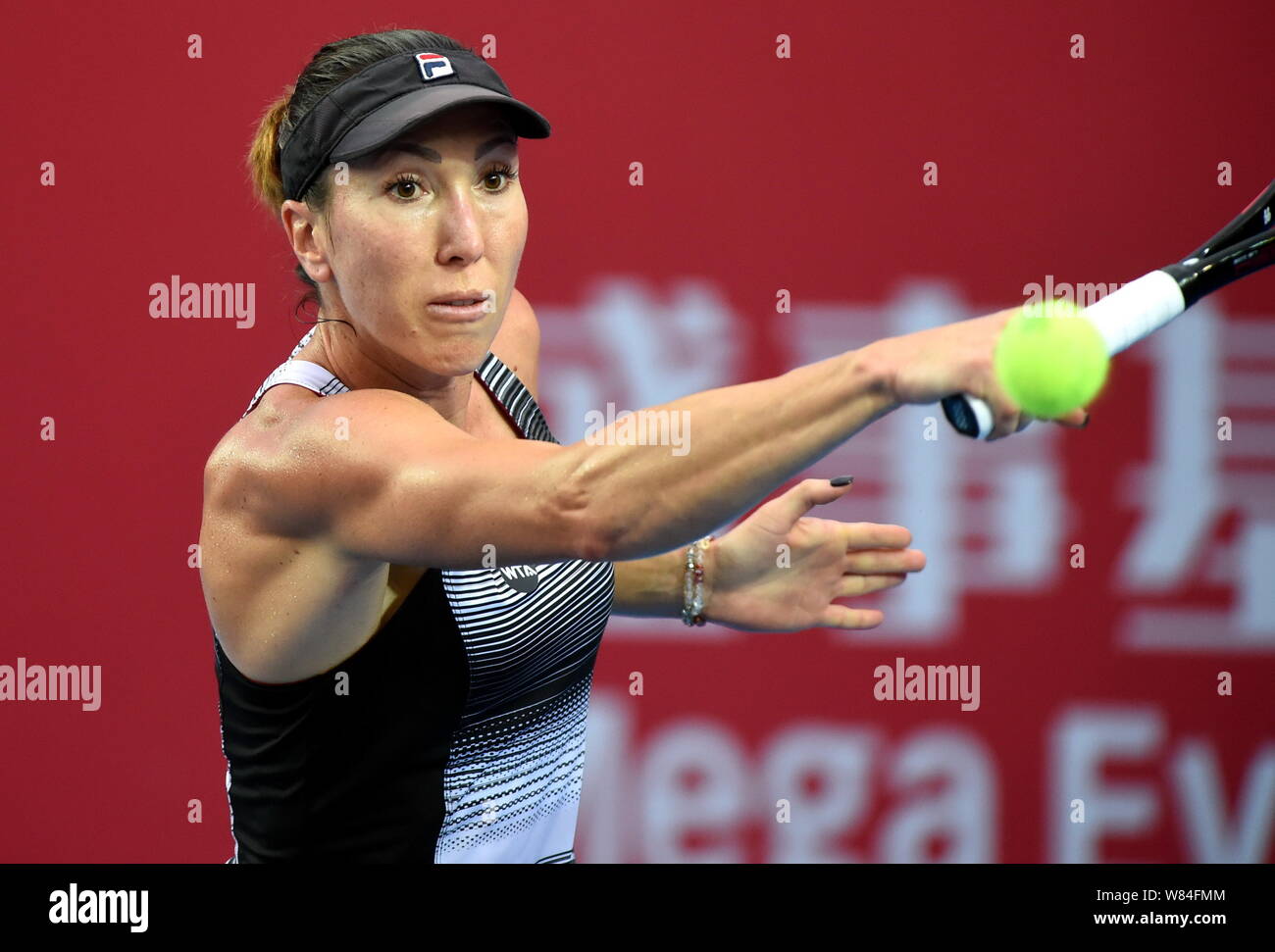 Jelena Jankovic of Serbia returns a shot to compatriot Aleksandra Krunic in  their women's singles second round match during the WTA Hong Kong Open 201  Stock Photo - Alamy