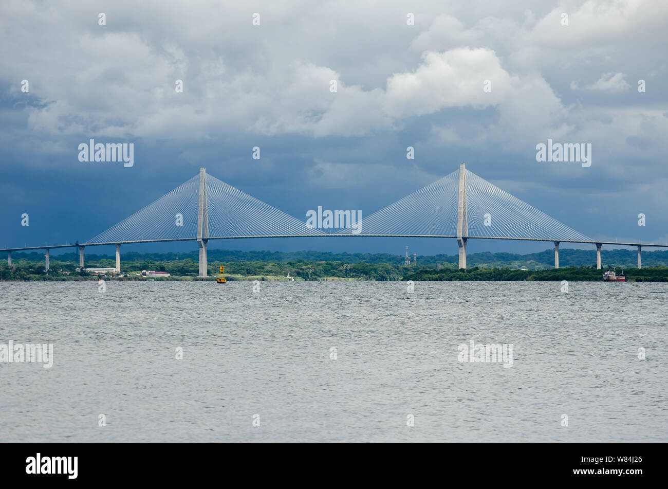 Third Bridge over the Panama Canal on the Atlantic side in Colon Stock Photo