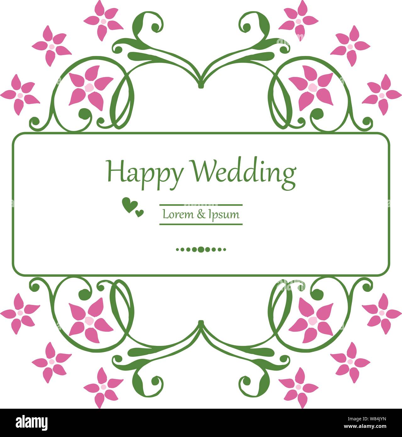 Beautiful pink flower frame, style elegant, for invitation card happy ...