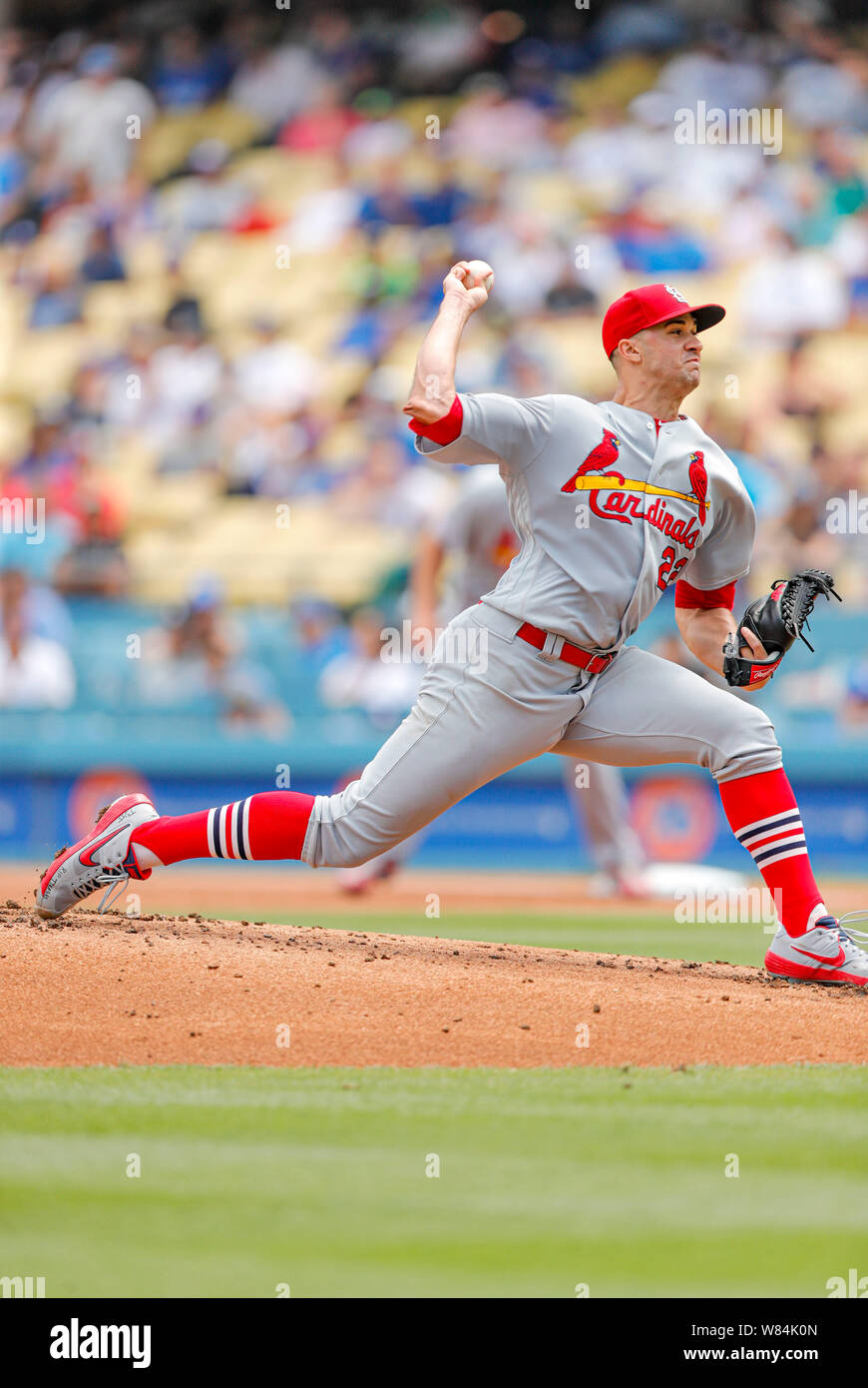 Los Angeles, USA. August 7, 2019: St. Louis Cardinals starting pitcher