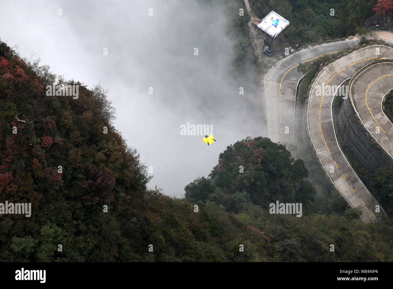 Wingsuit flier Rex Pemberton of Australia competes during the