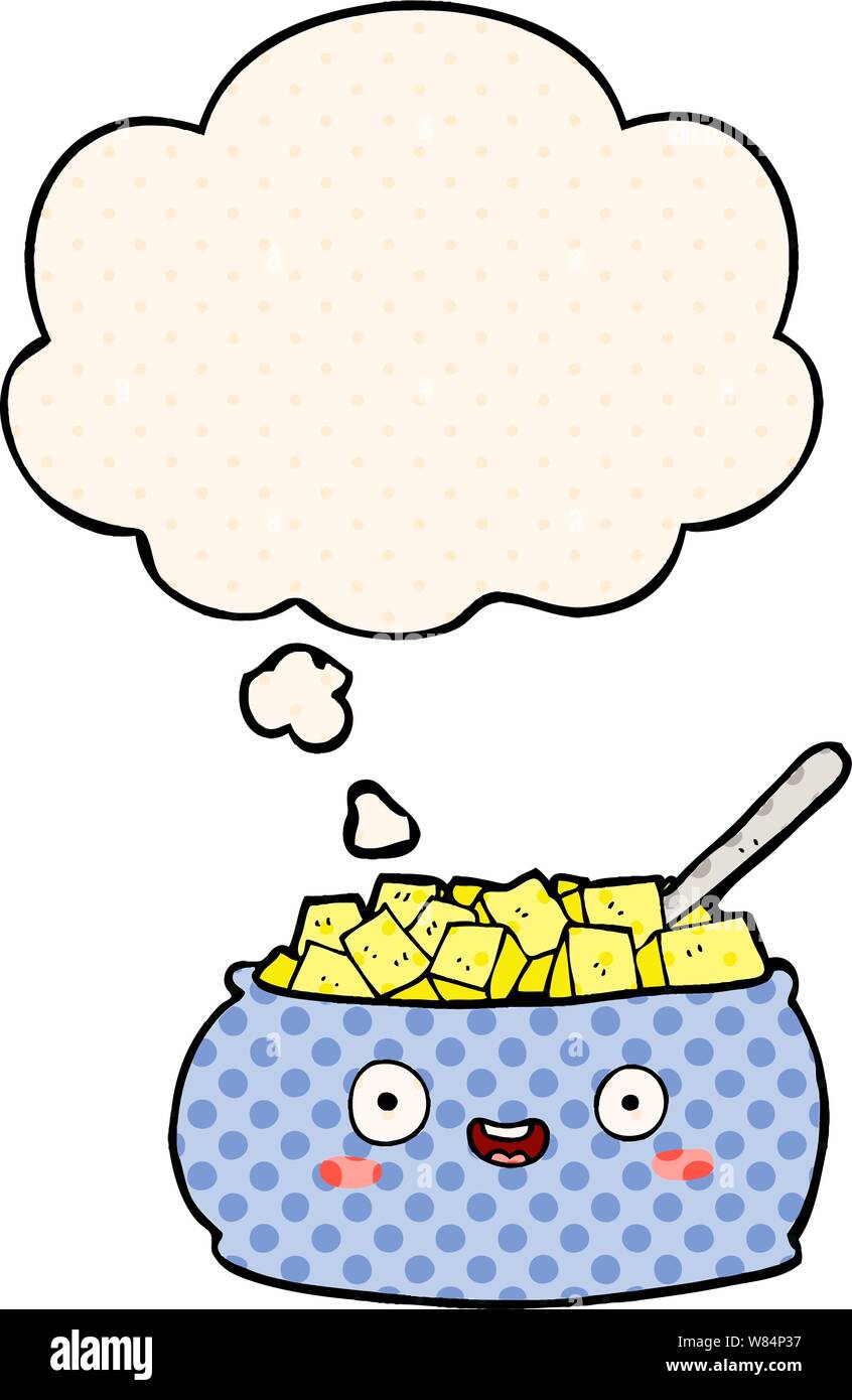 cute cartoon bowl of sugar with thought bubble in comic book style ...