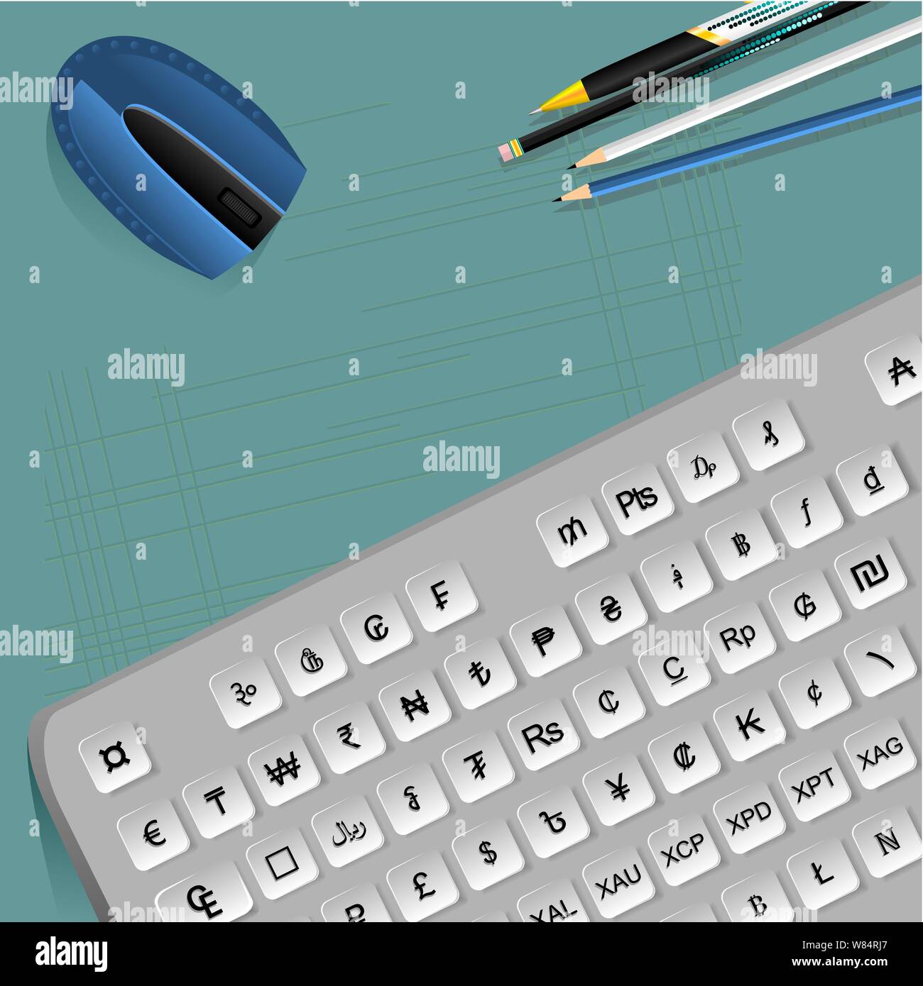 keyboard with world currency symbols vector image Stock Vector Image ...