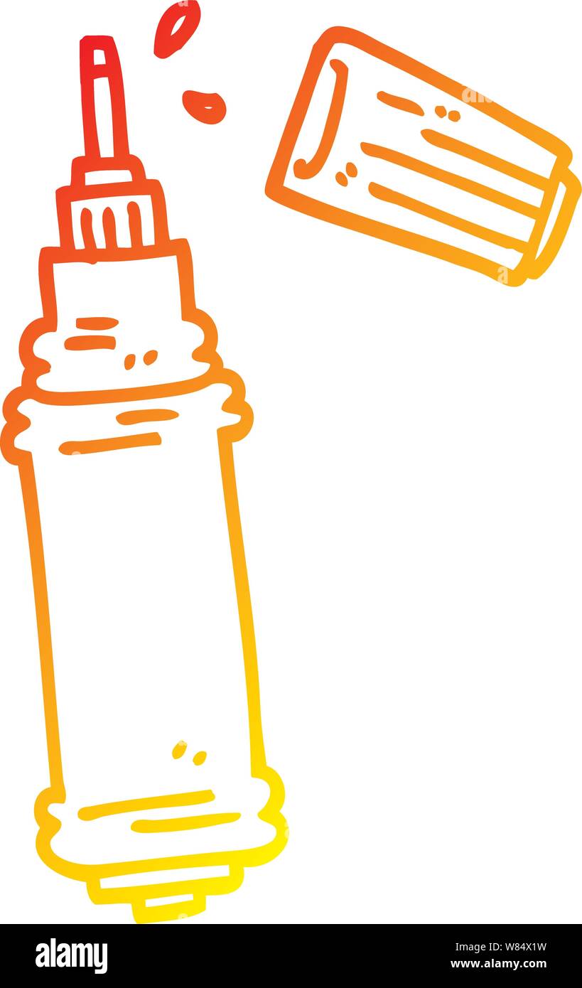 warm gradient line drawing of a cartoon ink pen Stock Vector Image ...