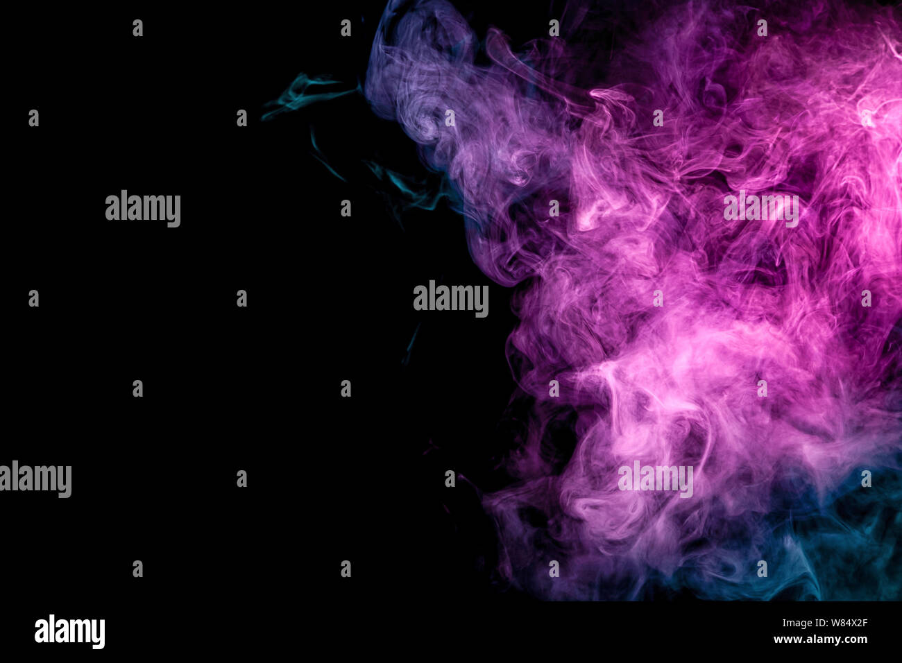 Frozen abstract movement of explosion smoke multiple blue and pink ...