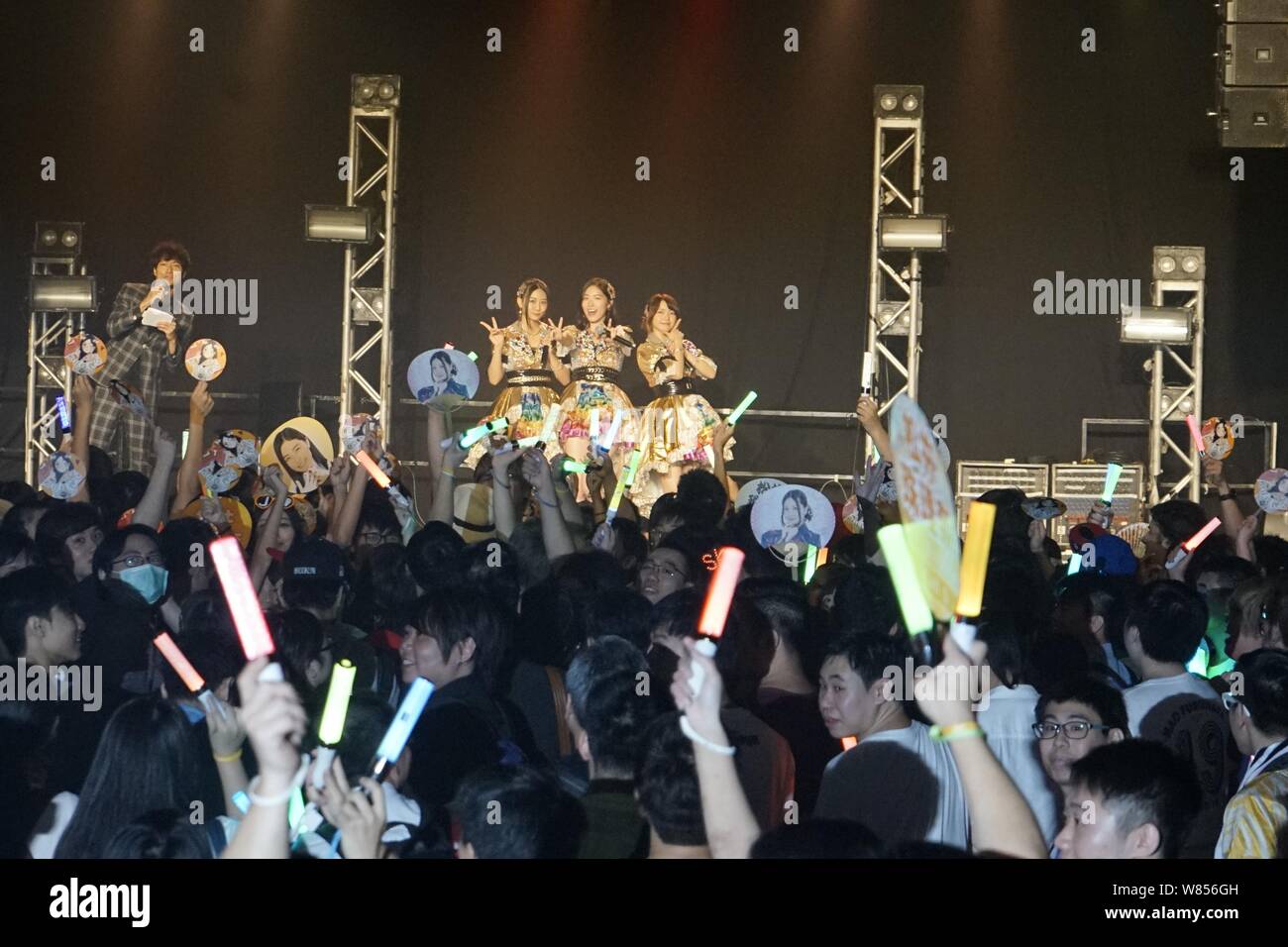 From Left Nao Furuhata Jurina Matsui And Miki Yakata Of Japanese Idol Girl Group Ske48 Perform At Their Fan Meeting In Hong Kong China 7 Septembe Stock Photo Alamy