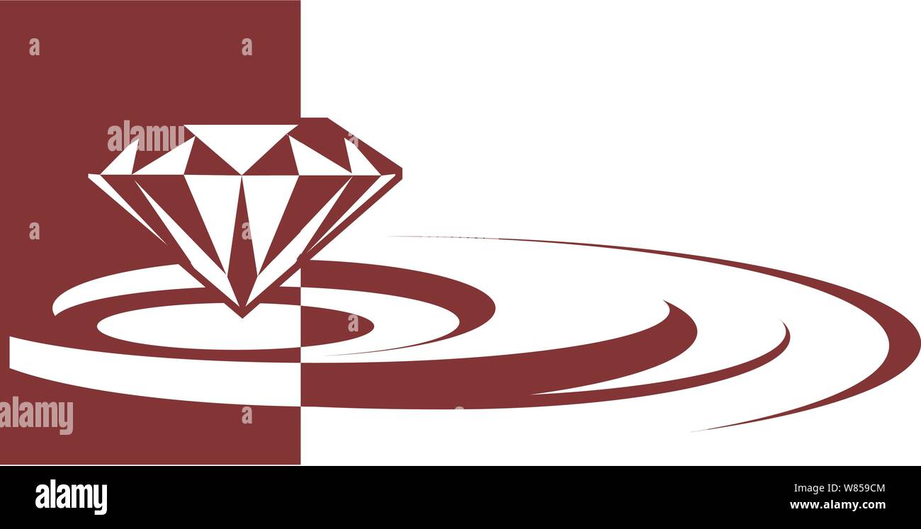 A diamond and pond ripples reversed out of a black rectangle Stock Vector
