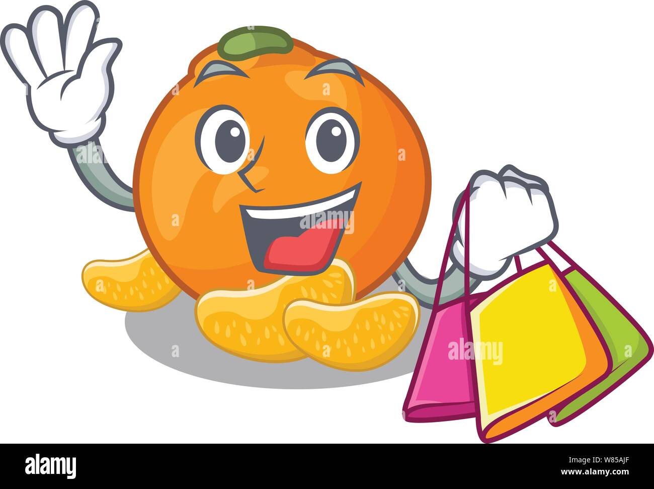 Shopping tangerine is stored in cartoon refrigerator Stock Vector Image