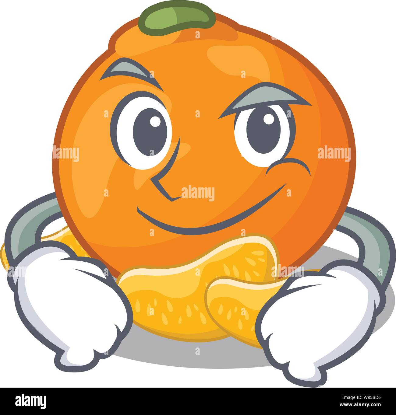 Smirking tangerine is stored in cartoon refrigerator Stock Vector Image