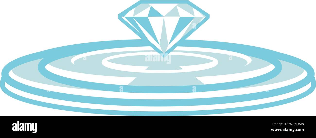 Diamond over ripples or over a record turn table with reflection Stock Vector