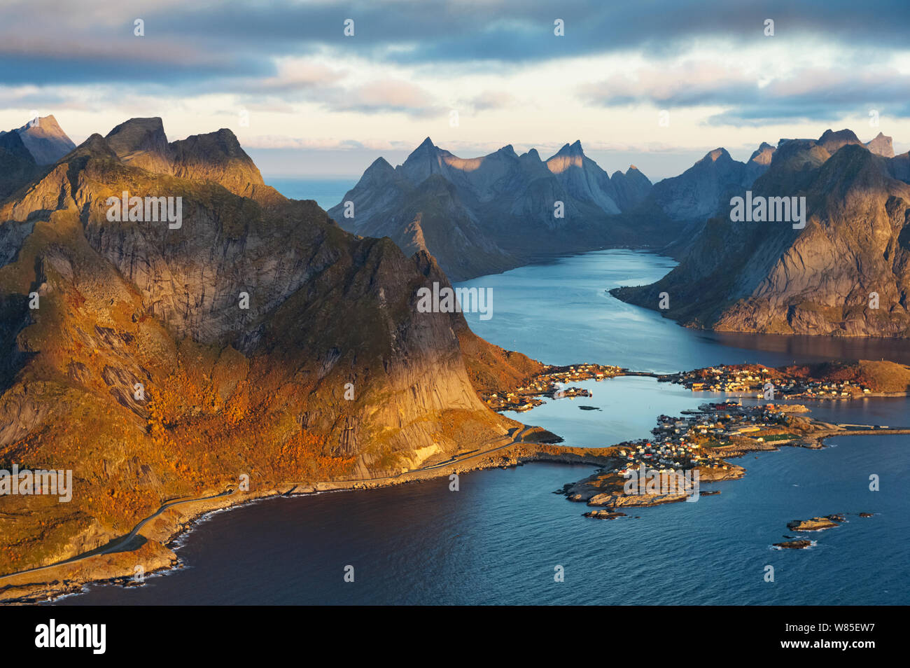 Aerial View Of Reine Village Moskenes Municipality Lofoten Nordland