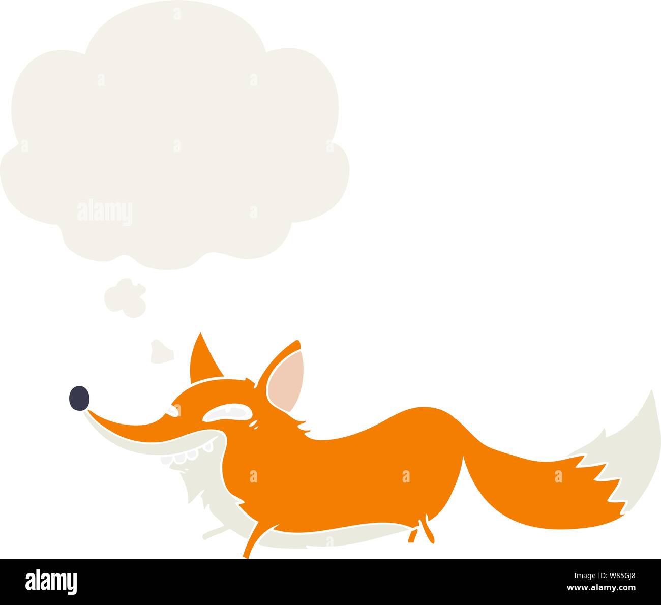 cartoon sly fox with thought bubble in retro style Stock Vector