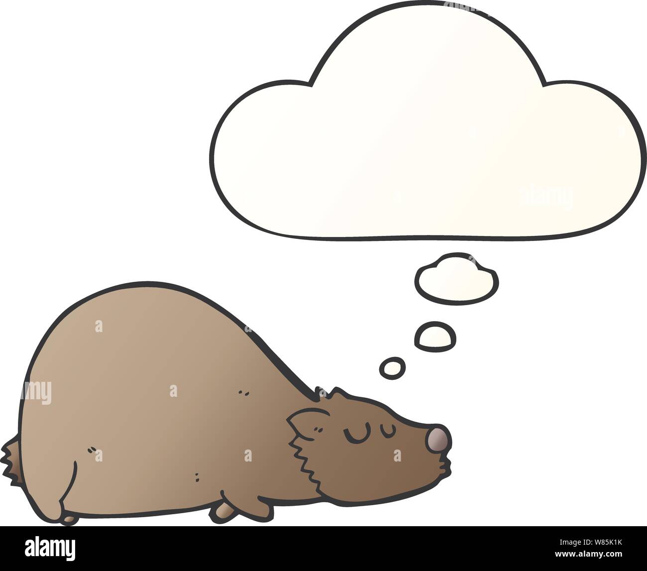 cartoon bear with thought bubble in smooth gradient style Stock Vector