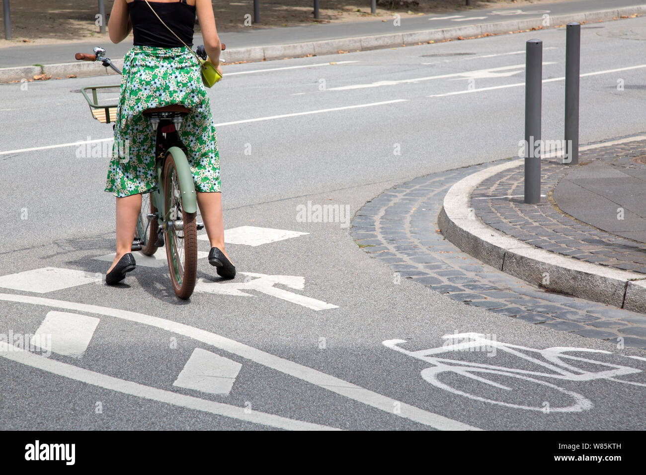 Rider on Cycle Lane; Frankfurt; Germany Stock Photo - Alamy