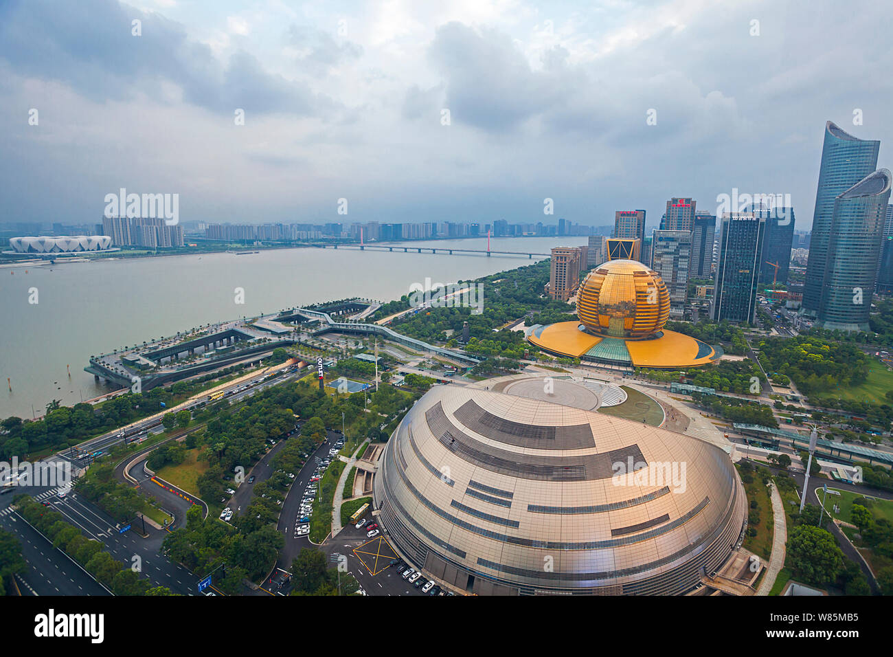 Aerial view of Qianjiang New Town Area in Hangzhou city Aerial view of Qianjiang New Town Area in Hangzhou city