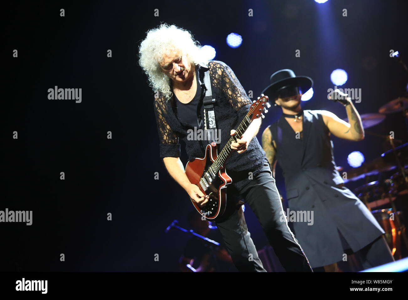 American singer Adam Lambert, left, and English band Queen perform ...
