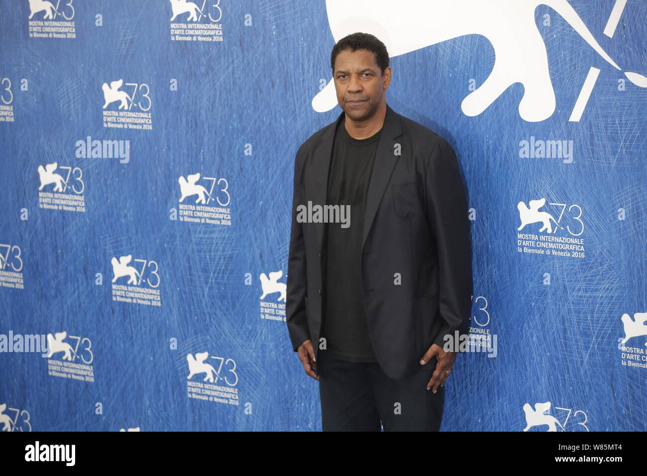 American actor Denzel Washington attends a press conference for his movie "The Magnificent Seven" during the 73rd Venice Film Festival in Venice, Ital Stock Photo
