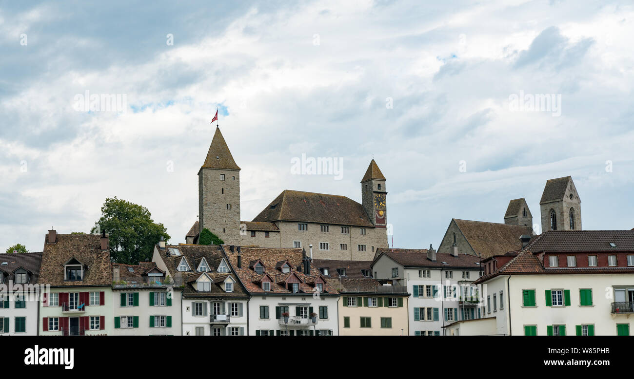 Rapperswil, SG / Switzerland - 3. August 2019:  skyline of the castle and historic old town of Rapperswil Stock Photo