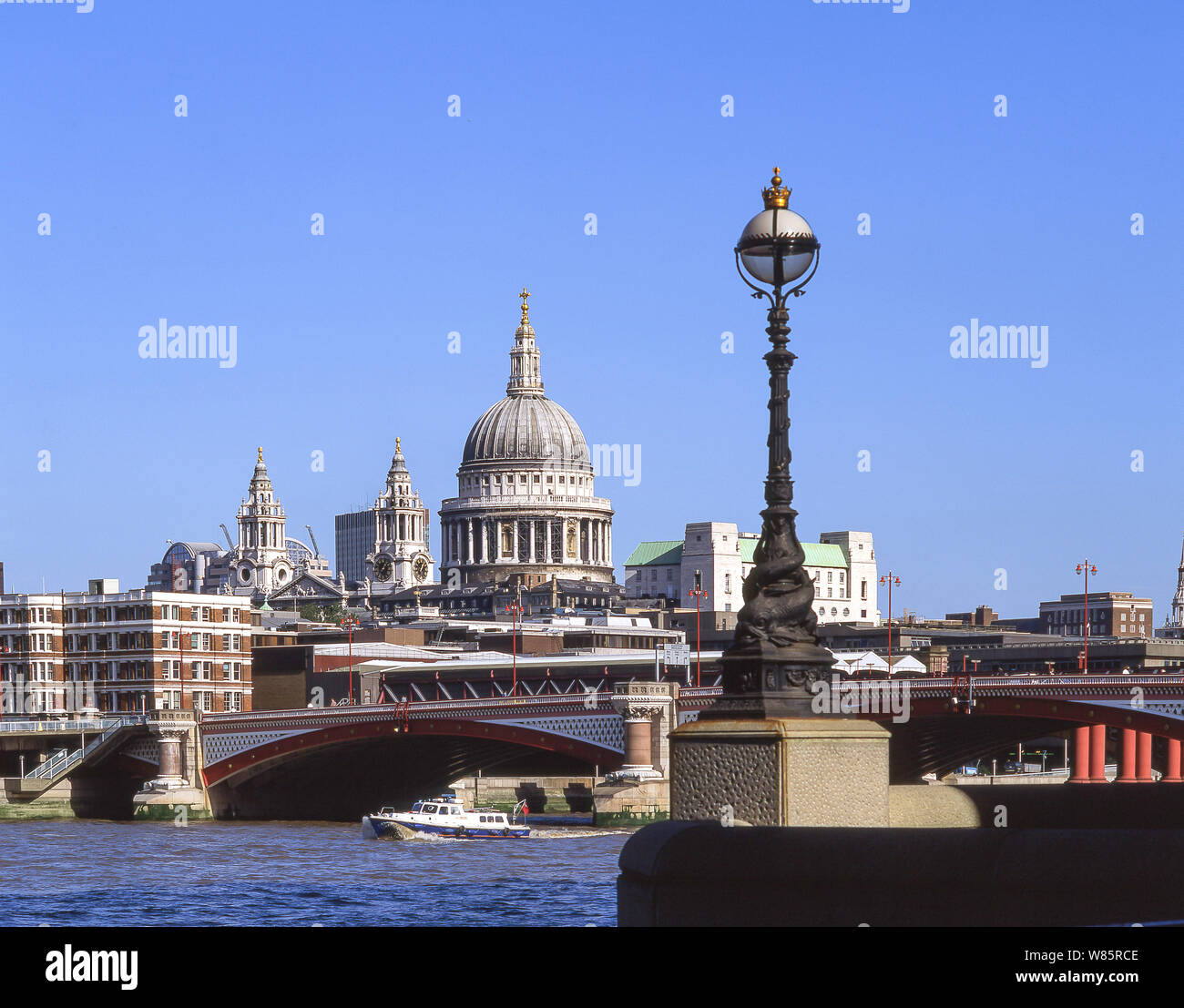 St Paul's Cathedral and Blackfriars Bridge across River Thames, City of London, Greater London, England, United Kingdom Stock Photo