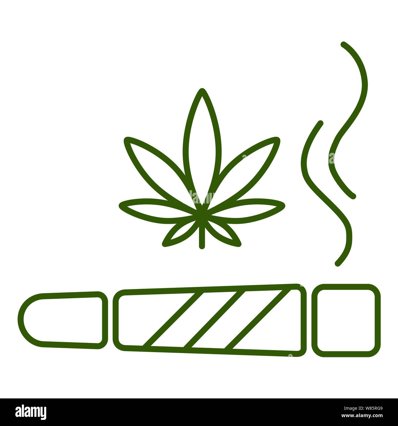 Marijuana joint, spliff. Cigarette with drug, marijuana cigarette rolled. Isolated vector illustration on white background. Stock Vector