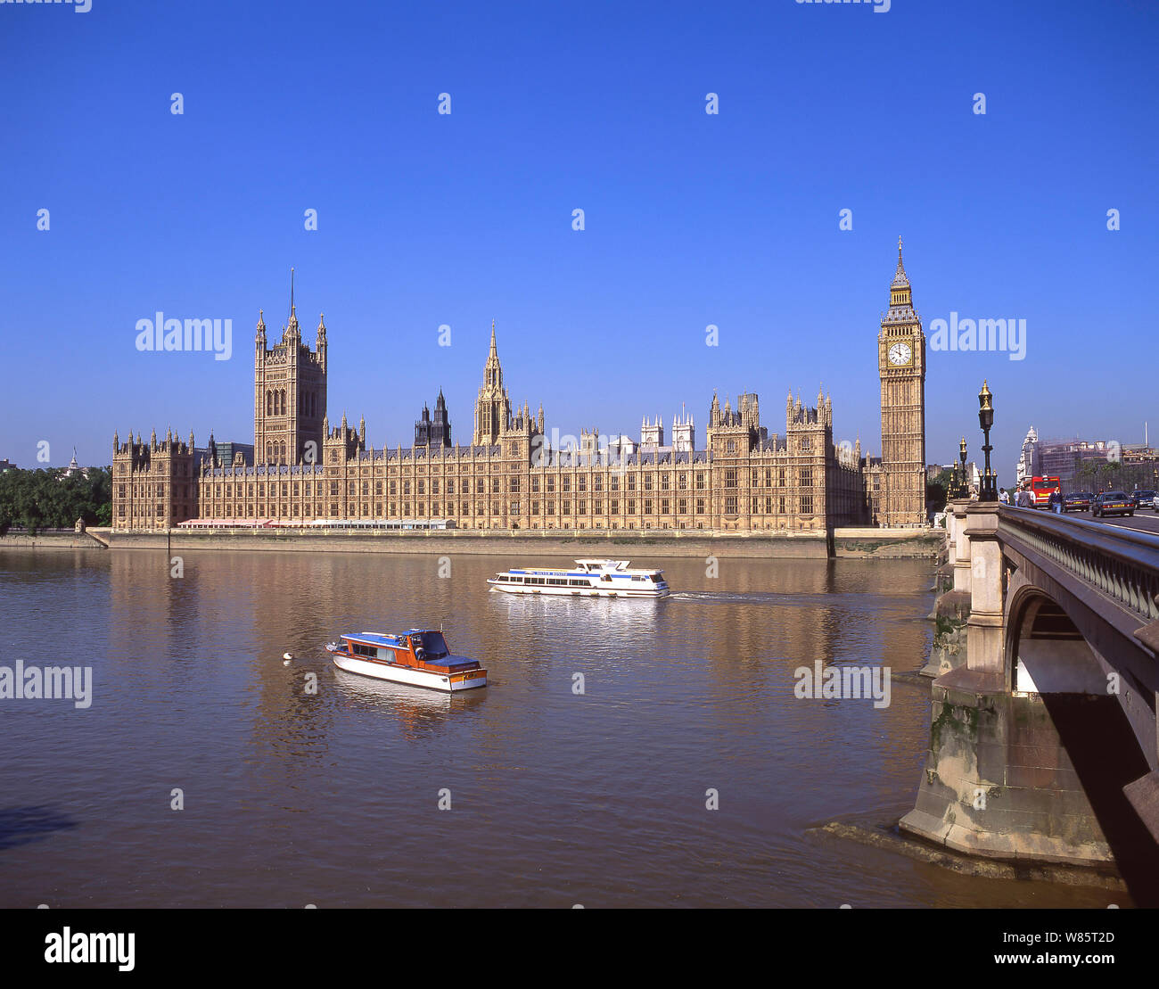 The Palace of Westminster (Houses of Parliament) across River Thames, City of Westminster, London, England, United Kingdom Stock Photo
