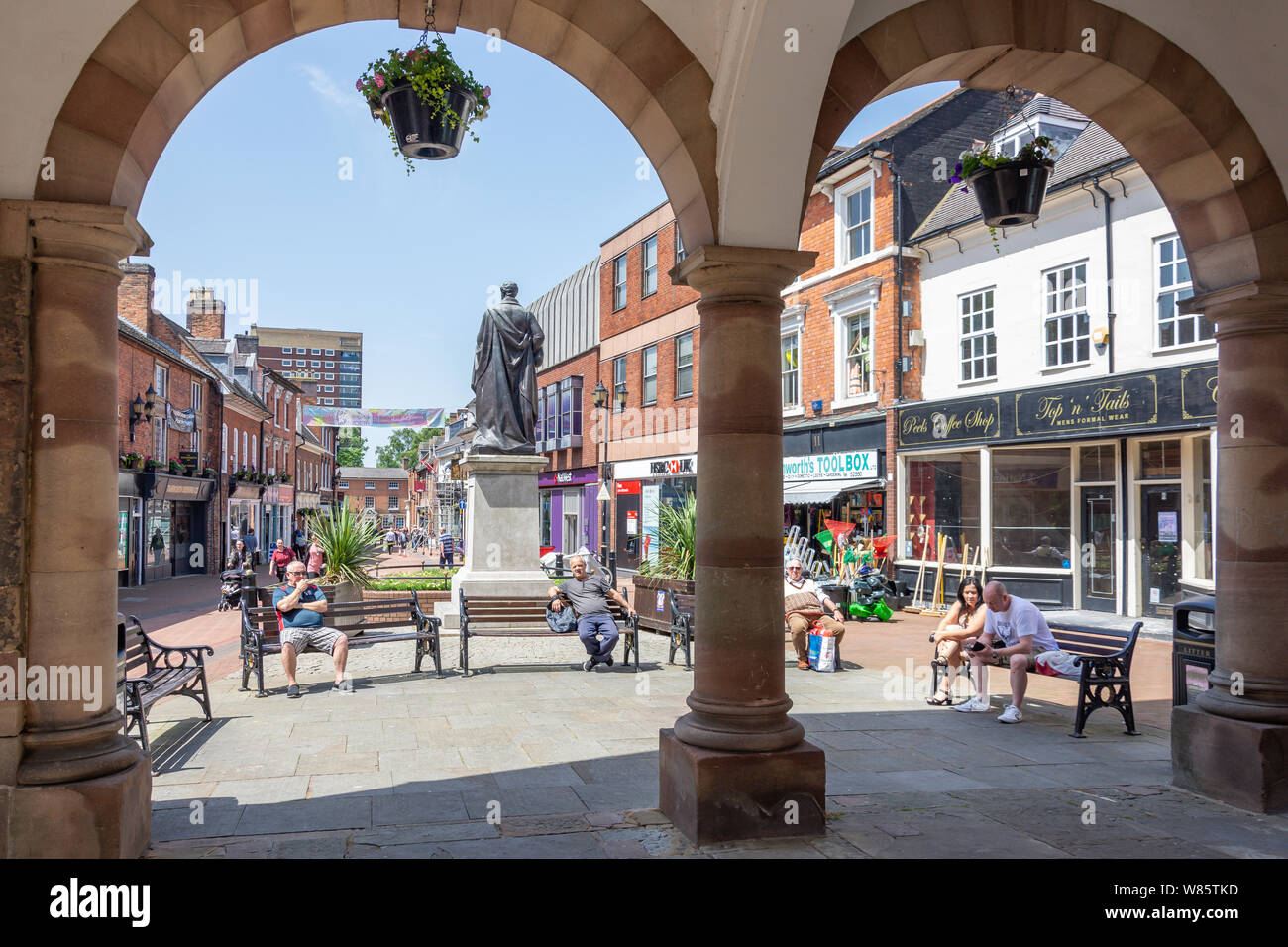 Market Square from Tamworth Town Hall, Tamworth, Staffordshire, England, United Kingdom Stock Photo