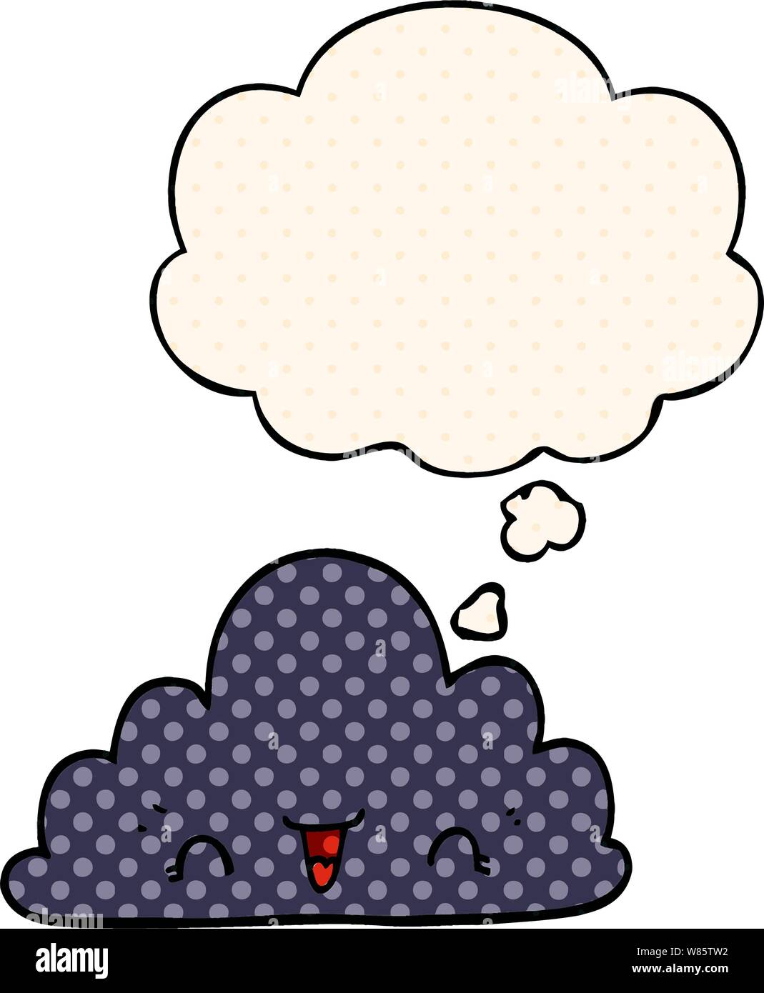 cute cartoon cloud with thought bubble in comic book style Stock Vector ...
