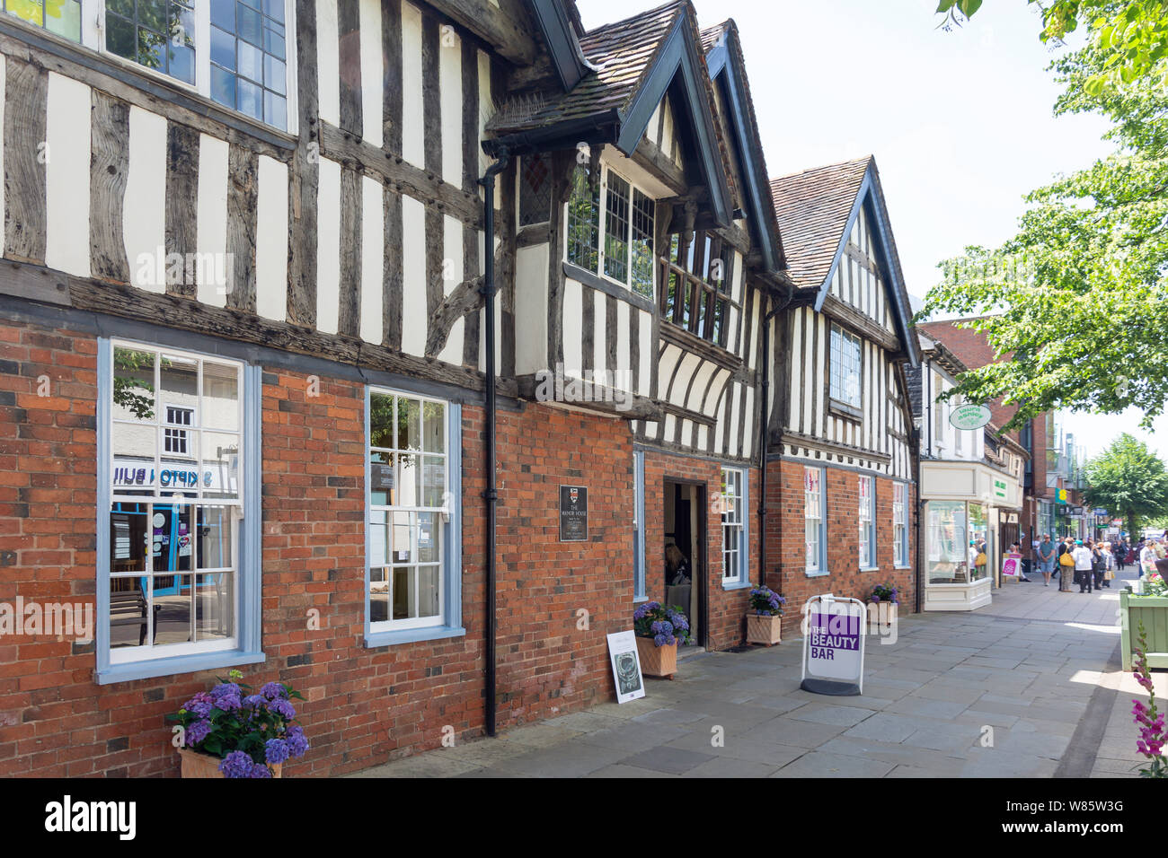 15th century timber-framed Manor House, Solihull High Street, Solihull, West Midlands, England, United Kingdom Stock Photo