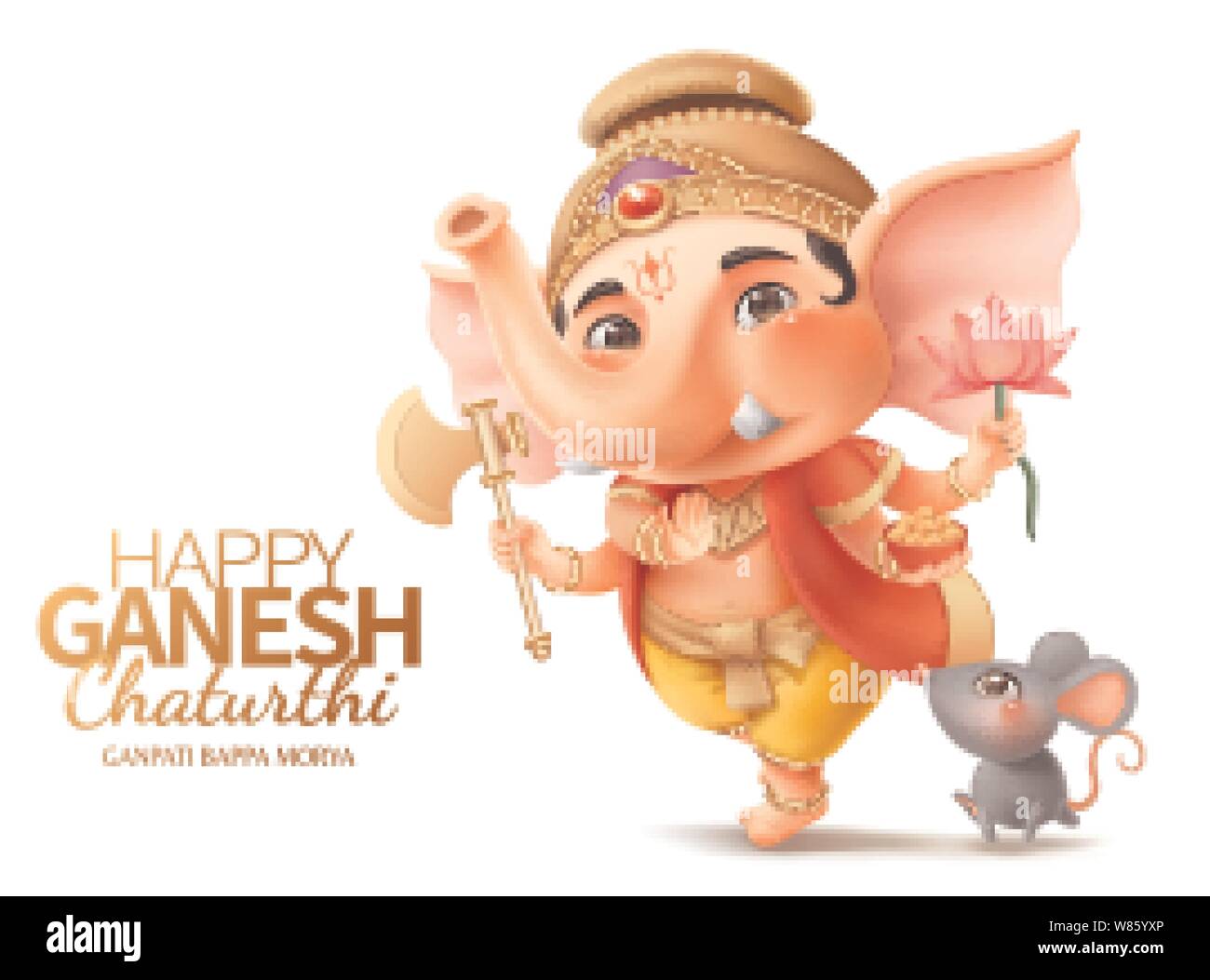 Happy Ganesh chaturthi character with Ganesha and mushika Stock Vector  Image & Art - Alamy