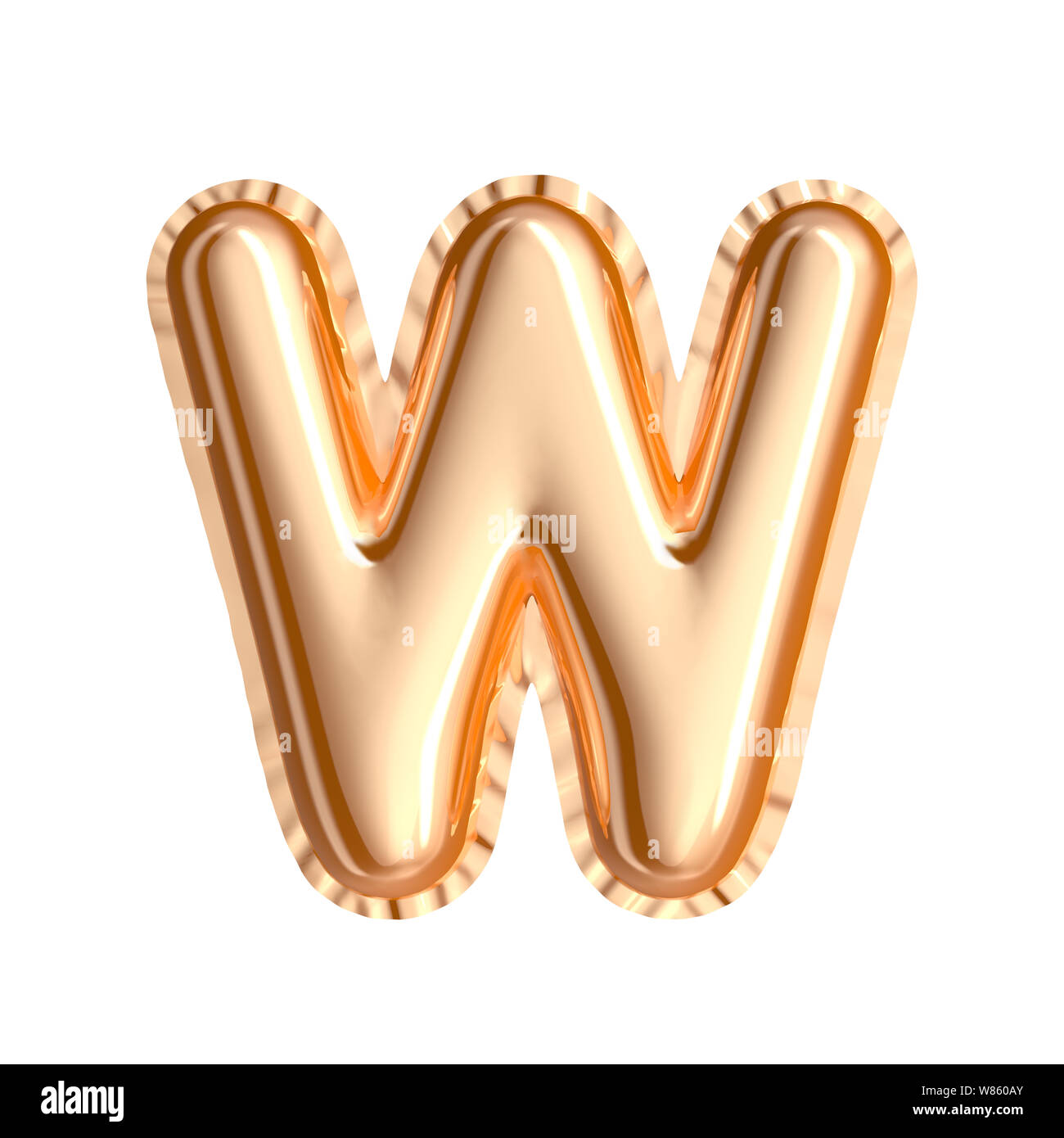 Golden color balloon letter W isolated on white background, 3d ...