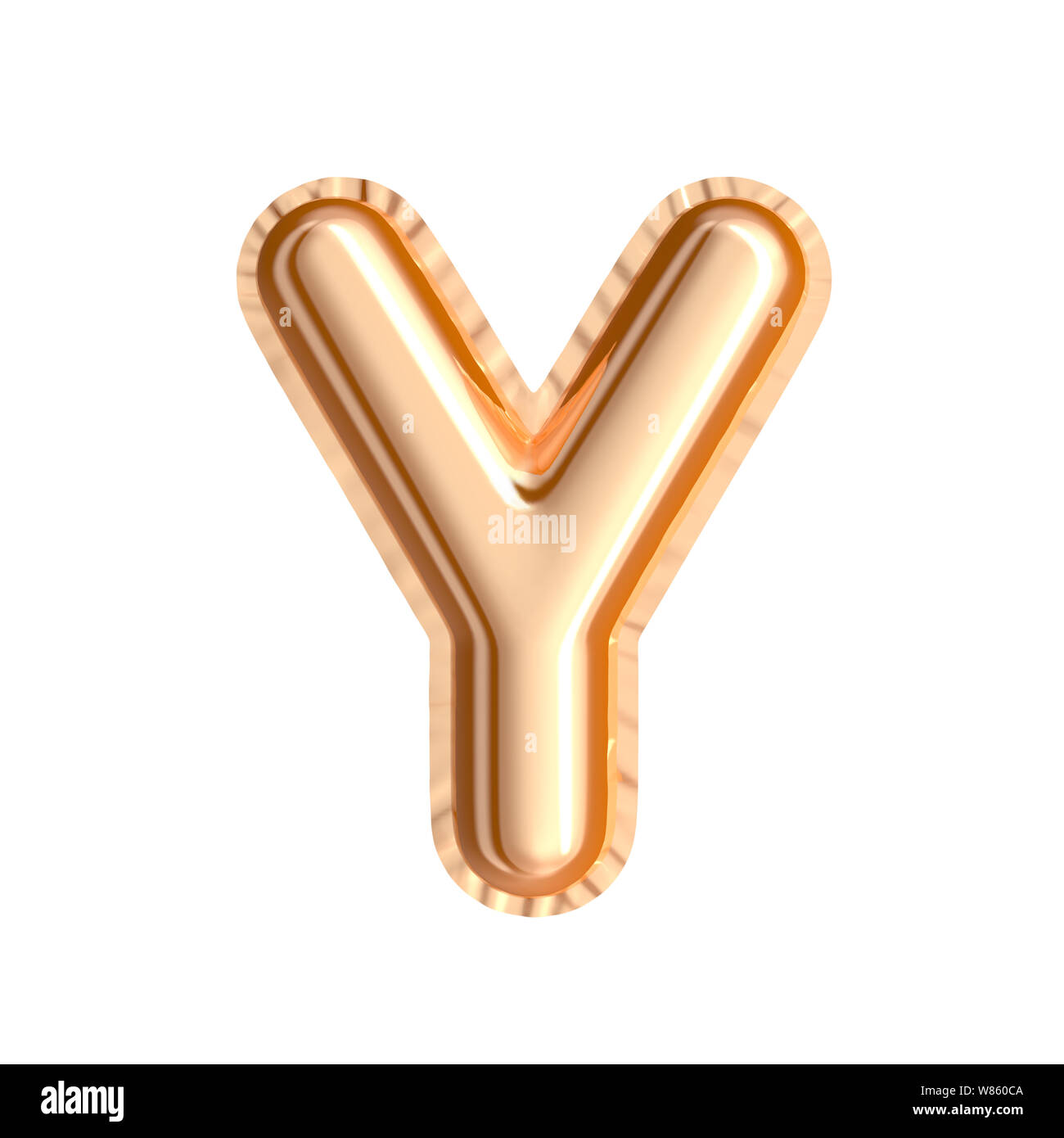 Golden color balloon letter Y isolated on white background, 3d ...