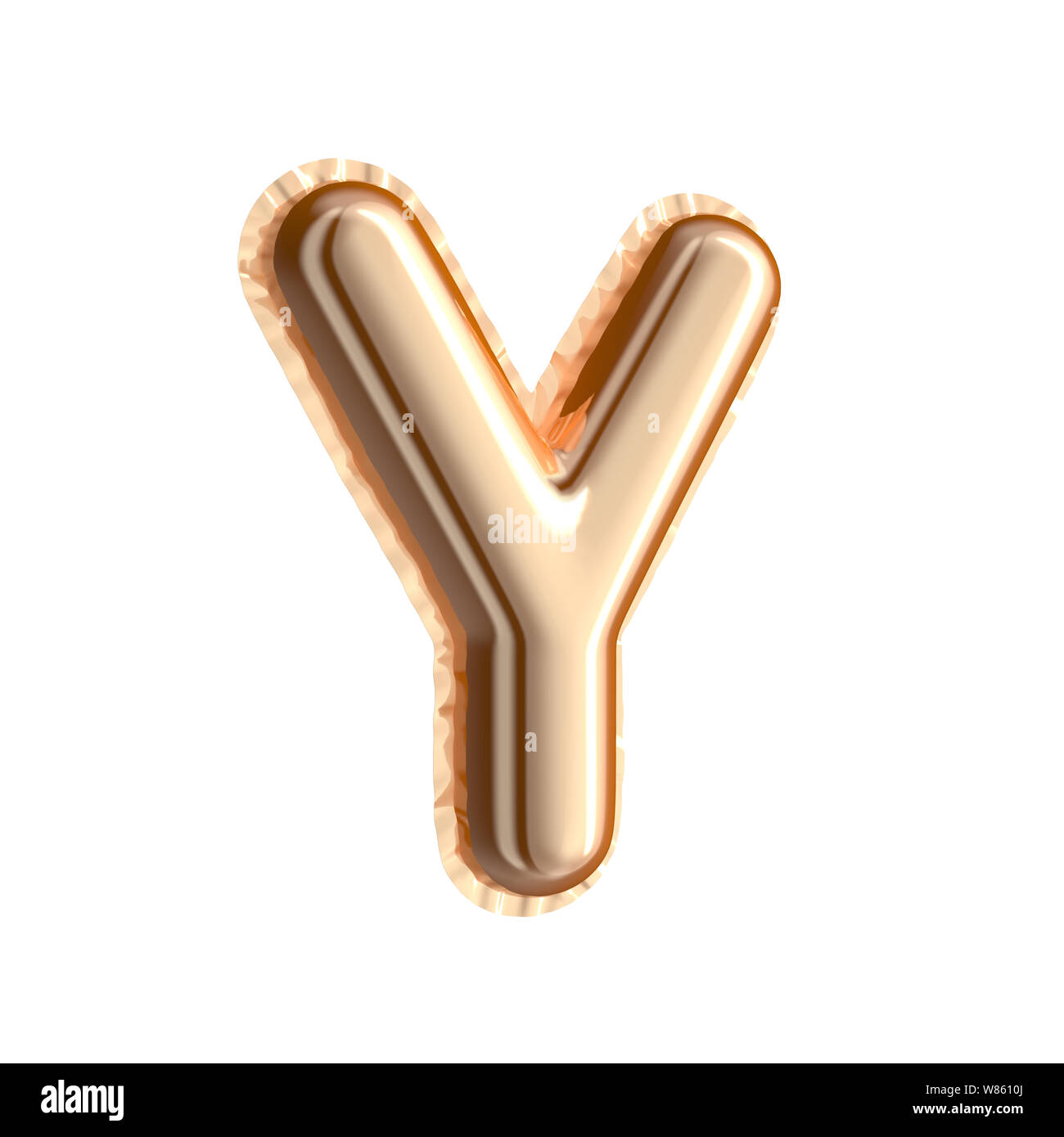 Golden color right tilt balloon letter Y isolated on white background ...