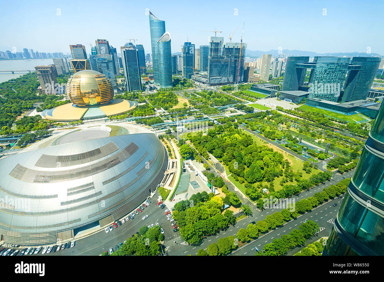 Aerial view of Qianjiang New Town Area in Hangzhou city Aerial view of Qianjiang New Town Area in Hangzhou city