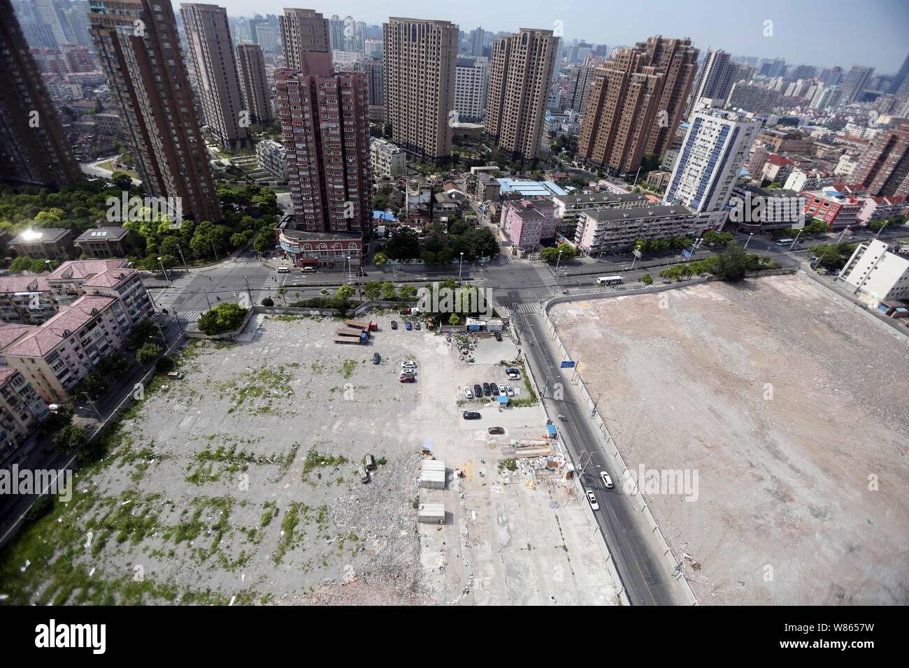 An aerial view of the two land plots bought by Chinese real estate