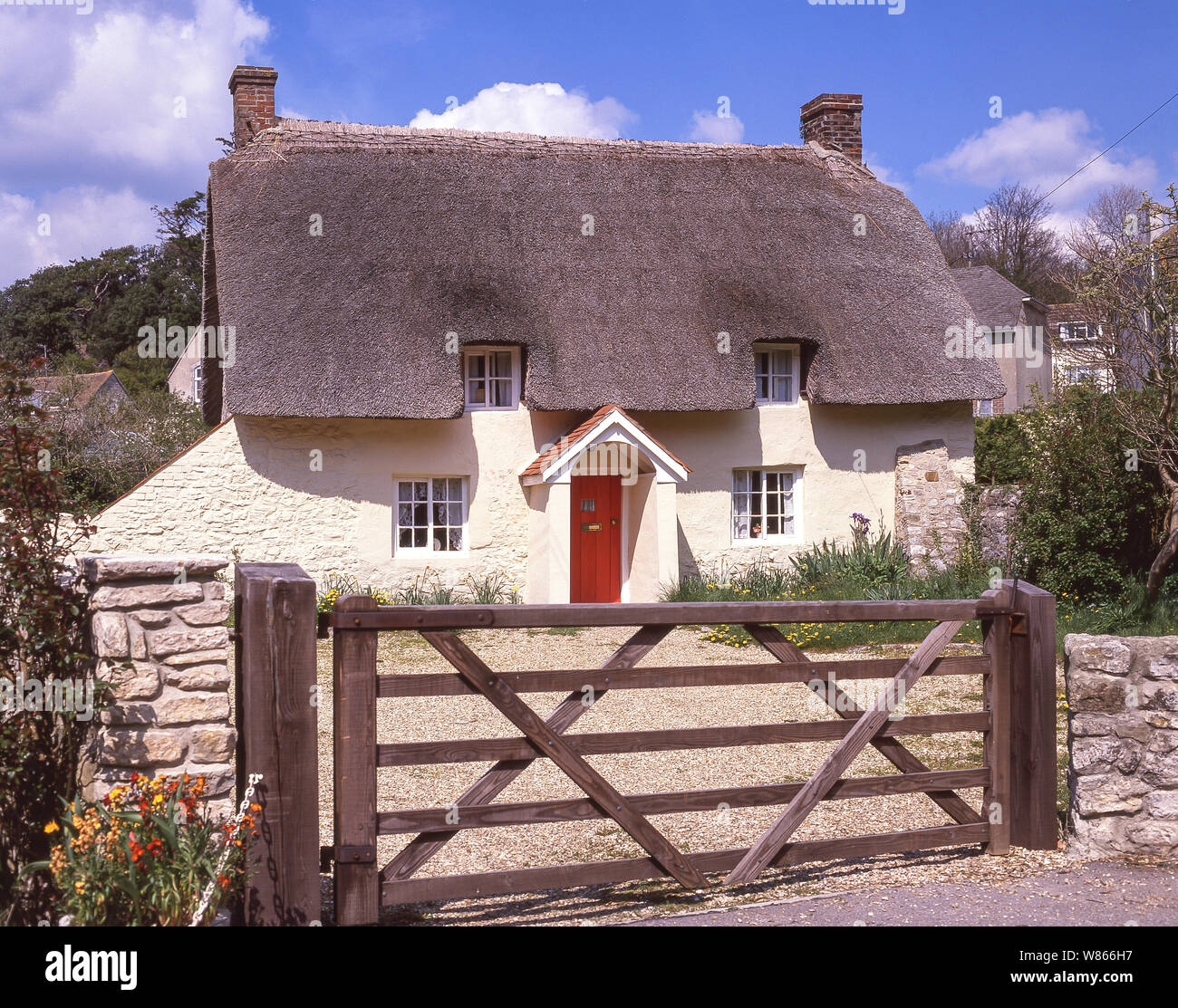 Thatched cottage, Main Road, West Lulworth, Dorset, England, United Kingdom Stock Photo