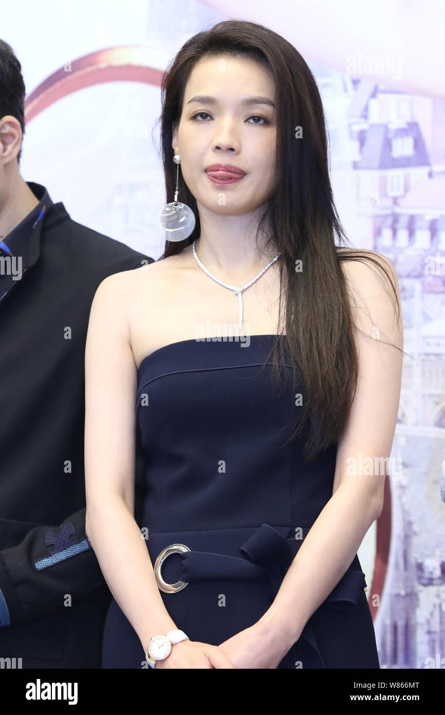 Taiwanese actress Shu Qi attends a press conference to promote her new