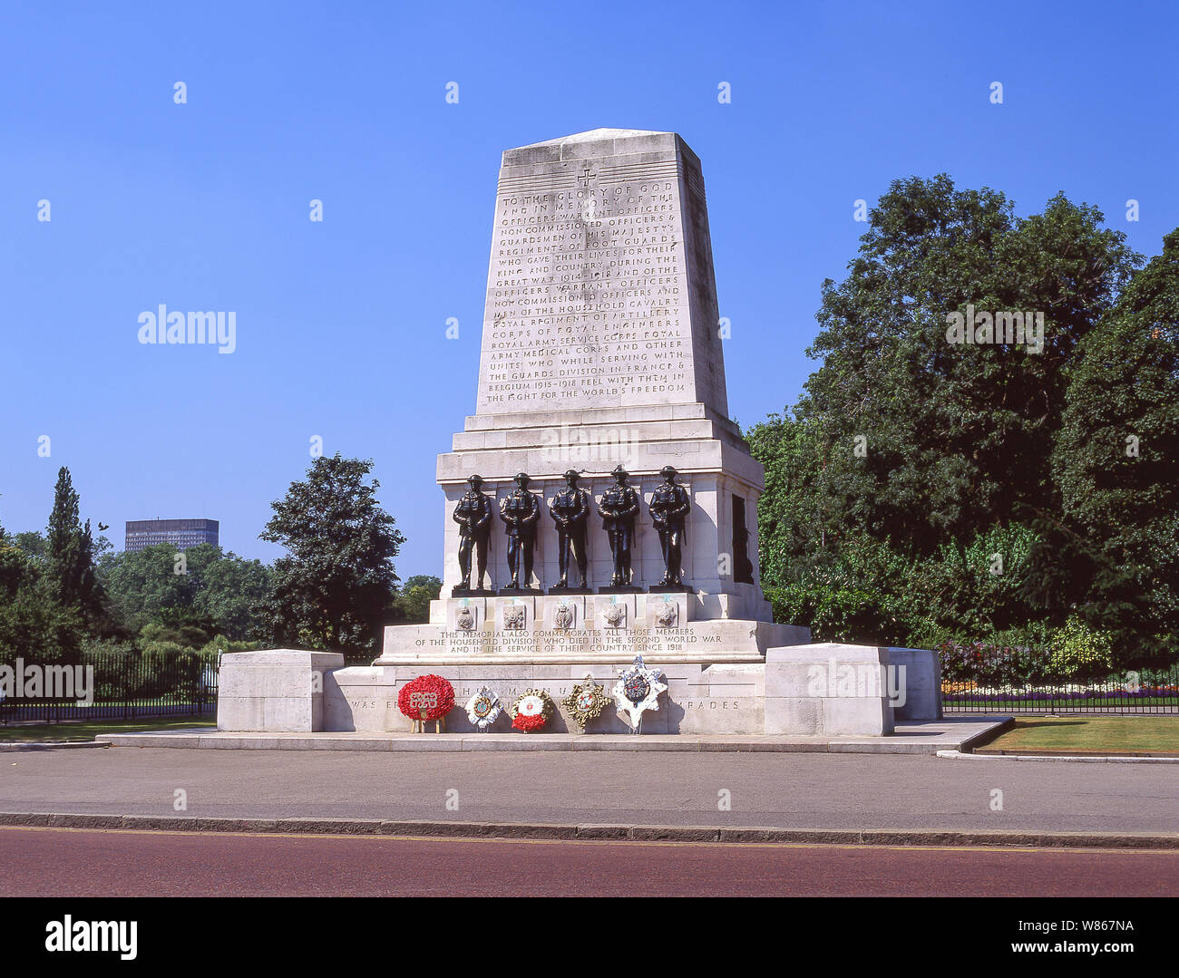 Wreaths by War Memorial, St James's Park, St. James's, City of Westminster, Greater London, England, United Kingdom Stock Photo