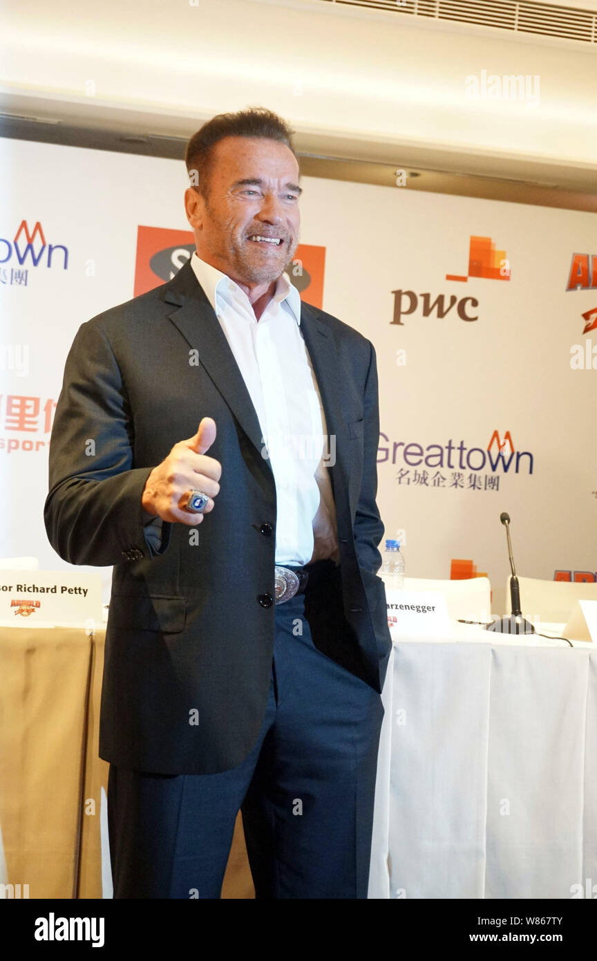 American actor and former Governor of California Arnold Schwarzenegger