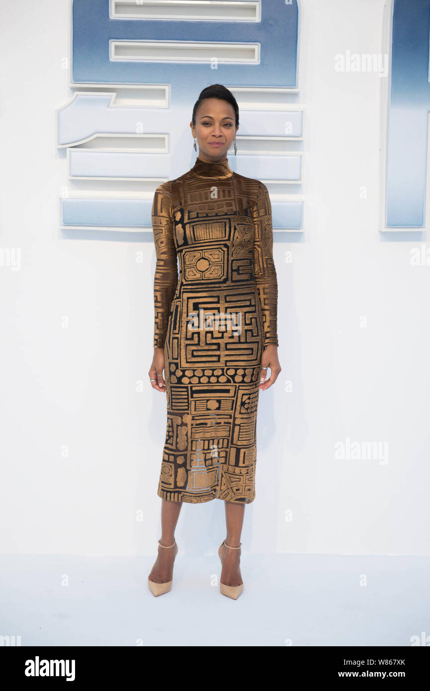 American actress Zoe Saldana attends a press conference for the China