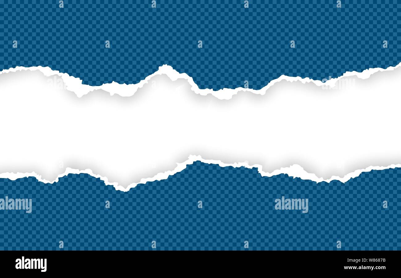Horizontal torn paper edge. Ripped squared horizontal paper strips. Vector illustration. Stock Vector