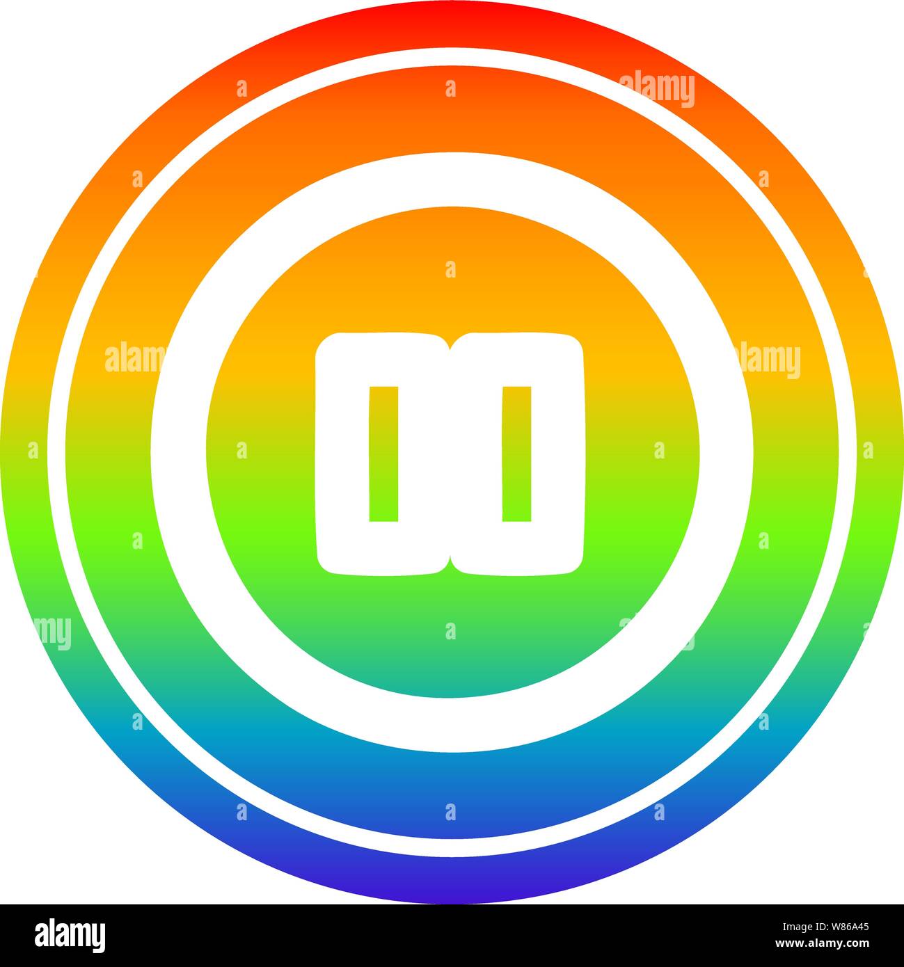 pause button circular icon with rainbow gradient finish Stock Vector ...