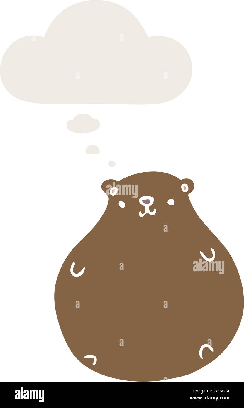 cartoon bear with thought bubble in retro style Stock Vector